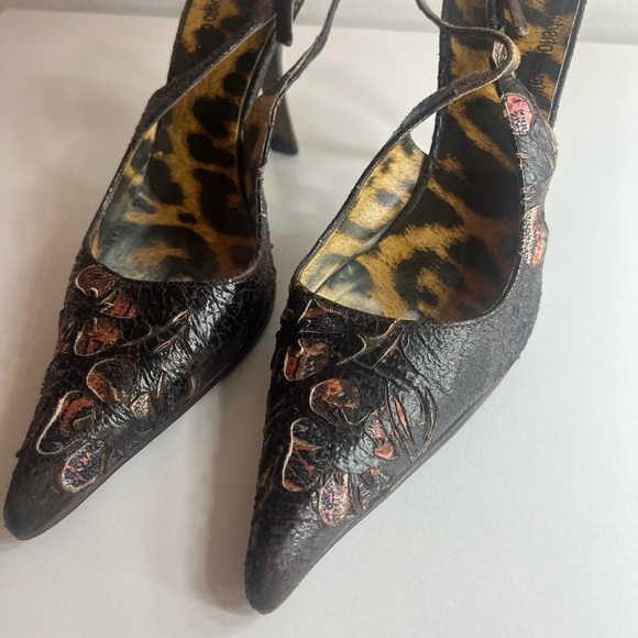 Roberto Cavalli Pointed Toe Slingback Heels - Picture 2 of 8